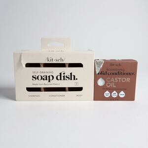 KITSCH Self-Draining Soap Dish - Terracotta & Solid Conditioner Castor Oil